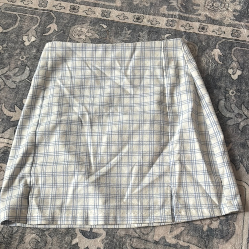 Plaid Blue and White Skirt
